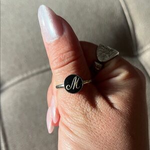 Elegant Black Initial Ring